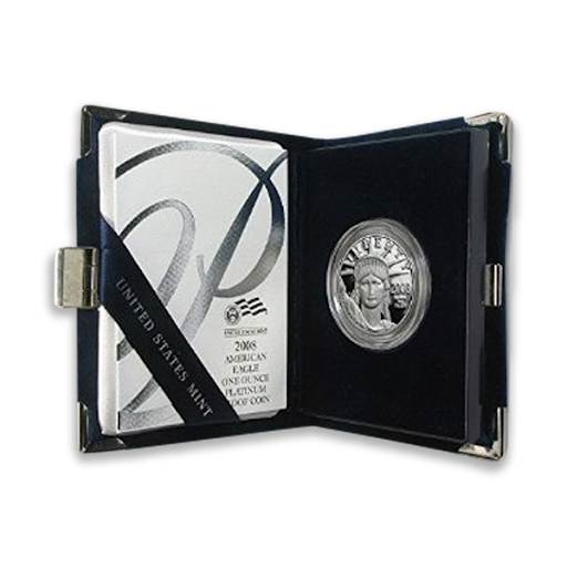 2006 American Eagle platinum proof coin and certificate in a United States Mint collector display box.