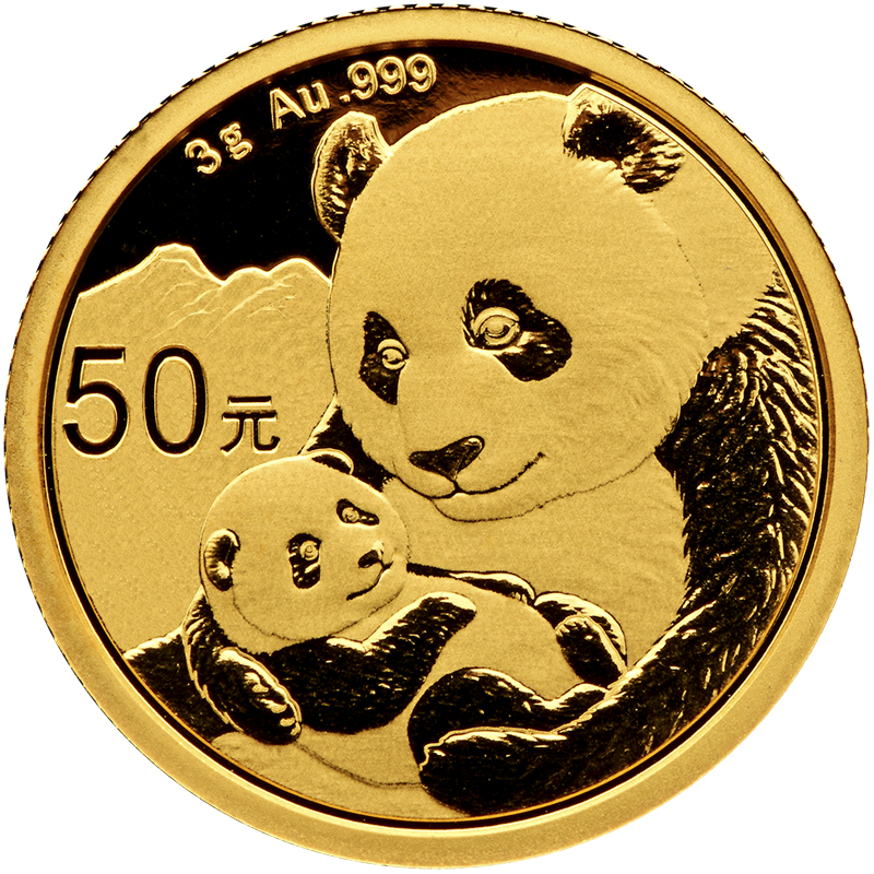 Chinese Gold Panda coin, often measured in tael, showcasing .999 fine gold; a popular collectible and investment coin.
