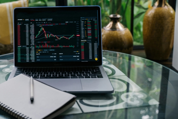  Laptop displaying cryptocurrency and commodity trading charts, illustrating palladium market price trends