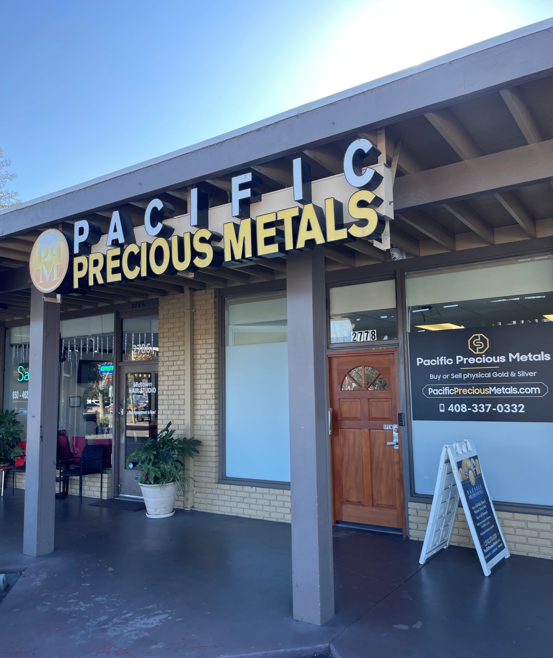 Pacific Precious Metals Palo Alto storefront in California.  