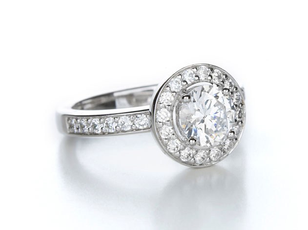 A ring with diamonds.
