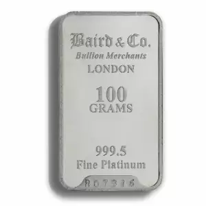 100g Baird & Co Platinum Minted Bar