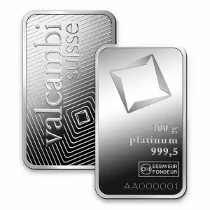 100g Valcambi Minted Platinum Bar