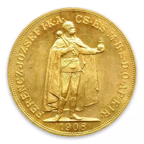1908 100 Korona Austrian/Hungarian Empire Gold Coin