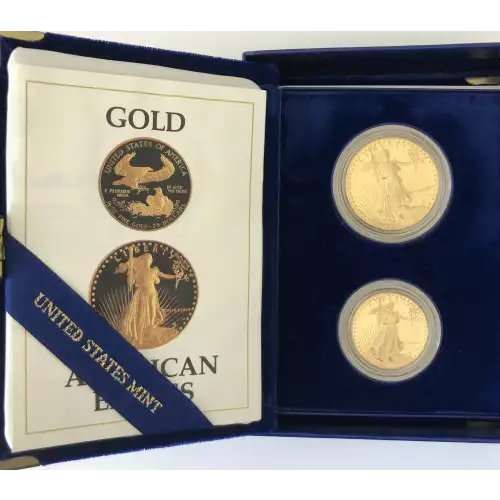 1987 - Two Coin Set -  1/2, 1 oz Gold Eagles  Proof - Missing some/all Govt packaging