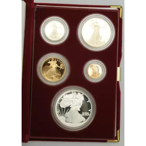 1995-W – Five Coin Set - 1/10, 1/4, 1/2, 1oz Gold, 1oz Silver Eagles   Anniversay Proof - with Original Govt Packaging (3)