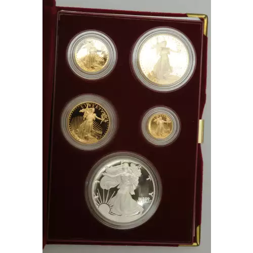 1995-W – Five Coin Set - 1/10, 1/4, 1/2, 1oz Gold, 1oz Silver Eagles   Anniversay Proof - with Original Govt Packaging (10)