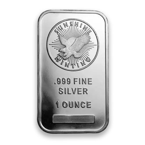 1oz generic silver bar with smooth surface and weight stamped on it.