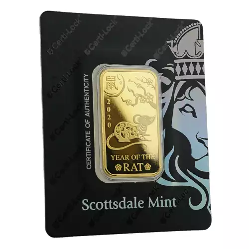 1oz Scottsdale minted Gold Bar - Year of the Rat