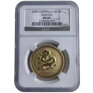2000 1oz Australian Perth Mint Year of the Dragon NGC MS69