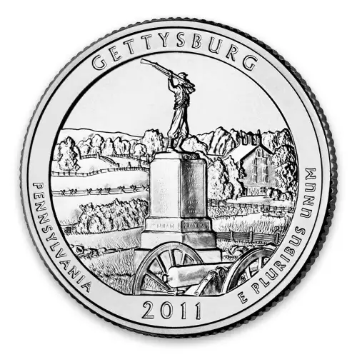 2011 America the Beautiful 5oz Silver - Gettysburg National Military Park, PA with OGP