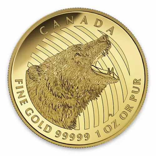 2016 1oz Canadian Roaring Grizzly Bear - 99999