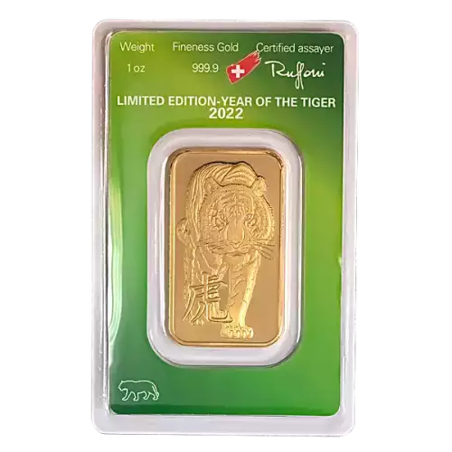2022 1 oz Argor-Heraeus Gold Bar - Year of the Tiger (2)