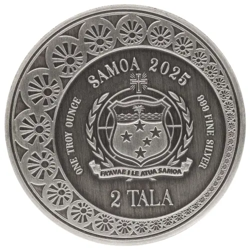 2025 1 oz Samoan - Mermaid & Pearl Antique Silver Coin (2)