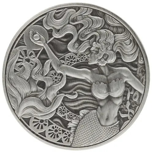 2025 1 oz Samoan - Mermaid & Pearl Antique Silver Coin (3)