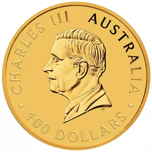 1oz Australian Perth Mint Gold Kangaroo coin, marked with distinctive mint mark and fine gold purity.