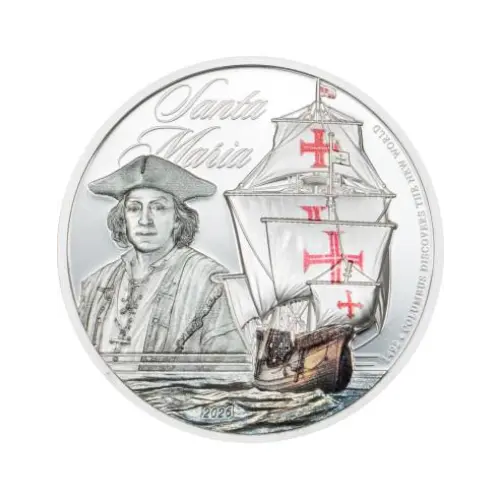 2026 1 oz Legends of The Seas - Santa Maria Colorized Silver Coin (2)
