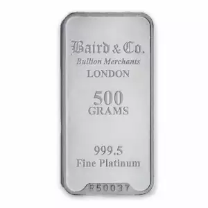 500g Baird & Co Platinum Minted Bar