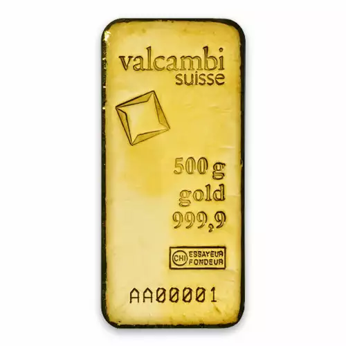 500g Valcambi Minted Gold Bar