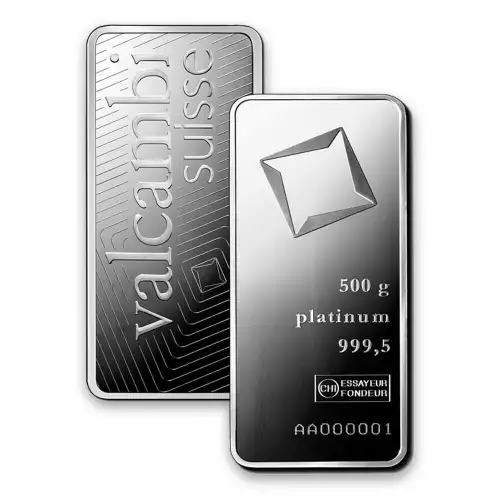 500g Valcambi Minted Platinum Bar