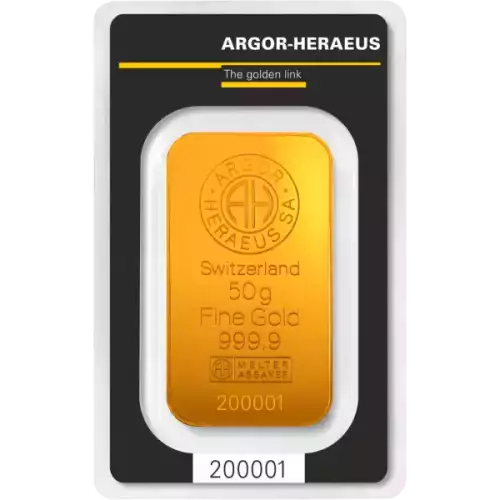 50g Heraeus Minted Gold Bar