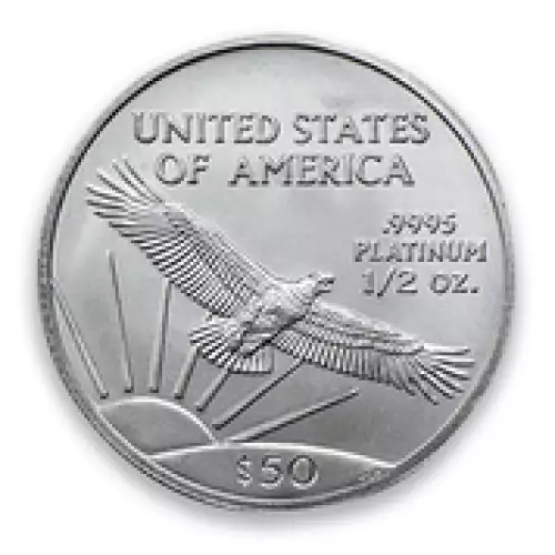 12oz American Platinum Eagle coin with eagle design and pure platinum.