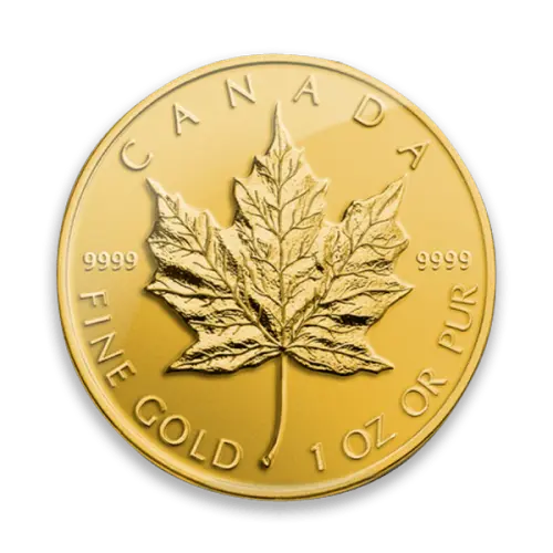 1oz Canadian Gold Maple Leaf coin with 9999 purity