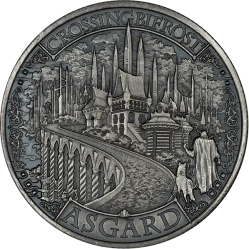 Asgard 1-oz Silver Round Antique Finish Mythical Cities Series (2)
