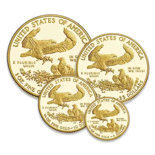 Four Coin Set - 1/10, 1/4, 1/2, 1 oz Gold Eagles Proof - Original Govt Packaging (2)