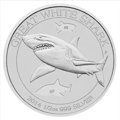 PERTH MINT BU 2014 1//2 TROY OZ .999 FINE SILVER AUSTRALIAN GREAT WHITE SHARK