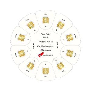 Argor-Heraeus 1g x 10 Gold BarCard (2)