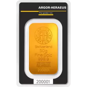 50g Heraeus Minted Gold Bar