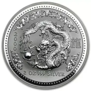 2000 2oz Australian Perth Mint Silver Lunar: Year of the Dragon