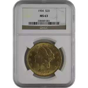 Liberty Head $20 (1849 - 1907) - NGC - MS63