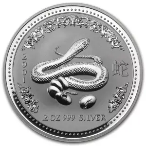 2001 2oz Australian Perth Mint Silver Lunar: Year of the Snake