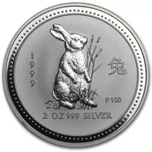 1999 2oz Australian Perth Mint Silver Lunar: Year of the Rabbit