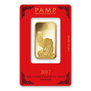1oz PAMP Gold Bar - Lunar Rooster