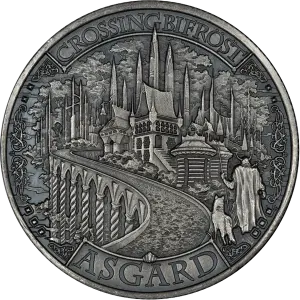 Asgard 1-oz Silver Round Antique Finish Mythical Cities Series (2)