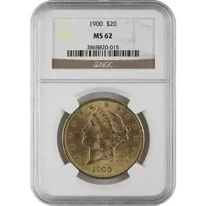 Liberty Head $20 (1849 - 1907) - NGC - MS62