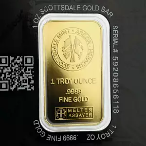 1oz Scottsdale mint minted Gold Bar .9999 Purity w/cert