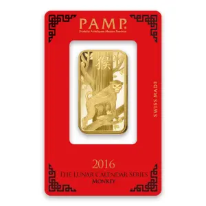 1oz PAMP Gold Bar - Lunar Monkey