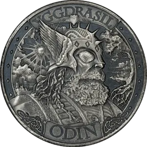 Asgard 1-oz Silver Round Antique Finish Mythical Cities Series (2)