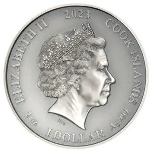 2023 2oz Cook Islands Gillded Norse Gods Hel High Relief Antique Finish Silver Coin (2)