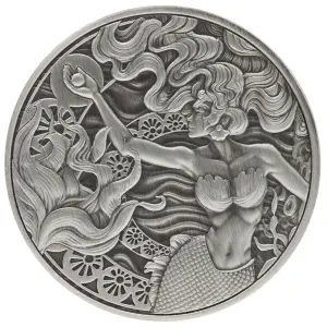 2025 1 oz Samoan - Mermaid & Pearl Antique Silver Coin (2)