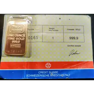 Vintage 1oz Credit Suisse Gold Bar